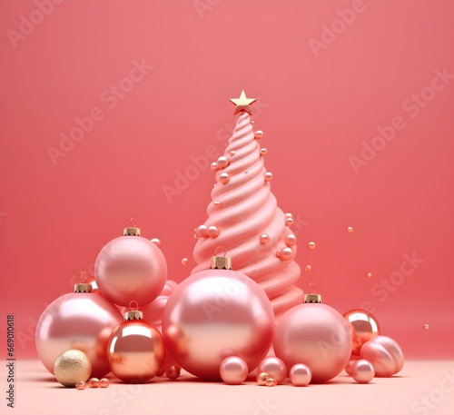 merry christmas event product display podium with decoration background 3d rendering  AI generative