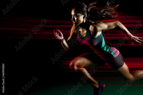 female athlete in motion, woman doing exercise, running  © fadi