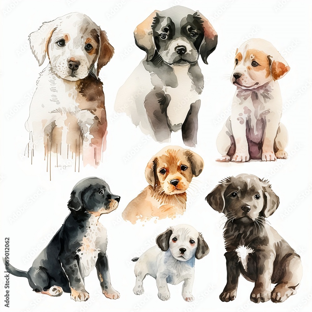 Adorable Illustration of Cute Puppies Adorable Illustration of Cute Puppies