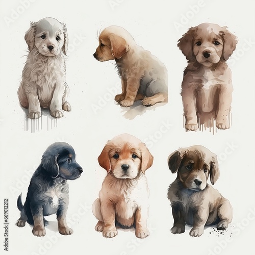 Adorable Illustration of Cute Puppies