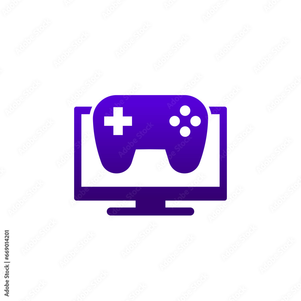 TV and gamepad icon on white TV and gamepad icon on white