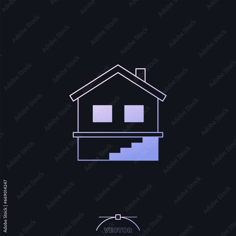 basement or cellar icon with a house, vector basement or cellar icon with a house, vector
