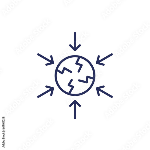 negative impact line icon, vector