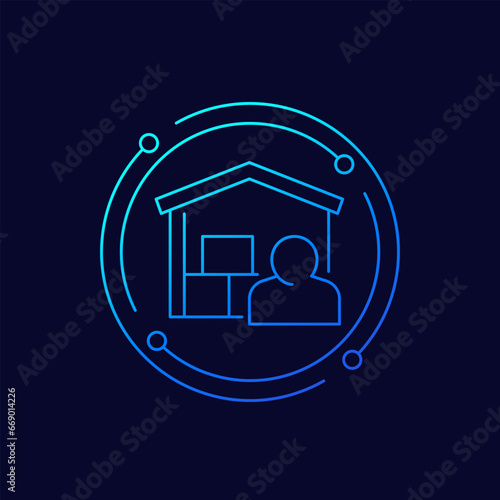 Warehouseman or warehouse manager icon, linear design