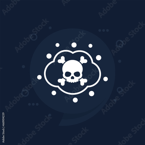 poisonous or toxic gas icon with skull and bones