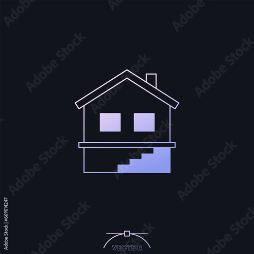 basement or cellar icon with a house, vector