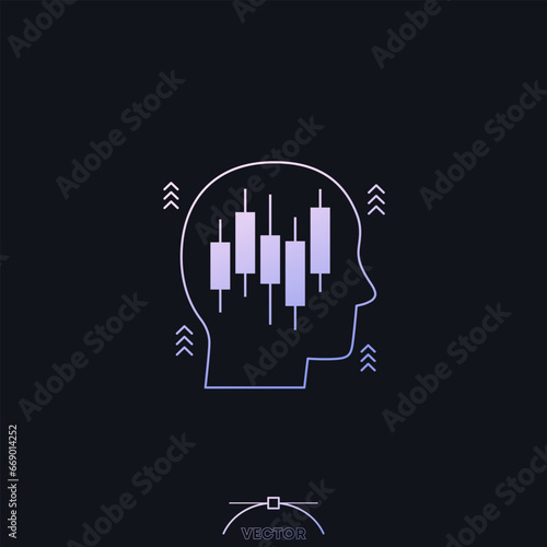 trader, stockbroker icon with candlestick chart and a head