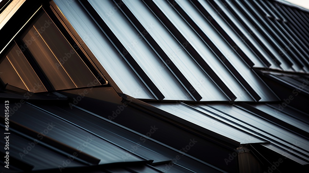 Obraz premium Closeup Modern roof with amazing texture and this little close part on your house shows everyone that you are the ONE! Generative AI Technology 