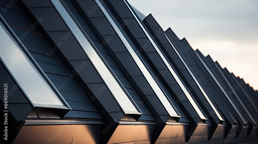 Obraz premium Closeup Modern roof with amazing texture and this little close part on your house shows everyone that you are the ONE! Generative AI Technology 