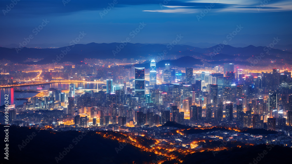 South Korea City skyline at night