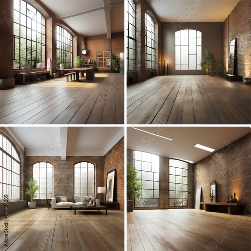 interior of a modern house parquet render beam living furniture lamp 3d contemporary indoor open apartment floor room window