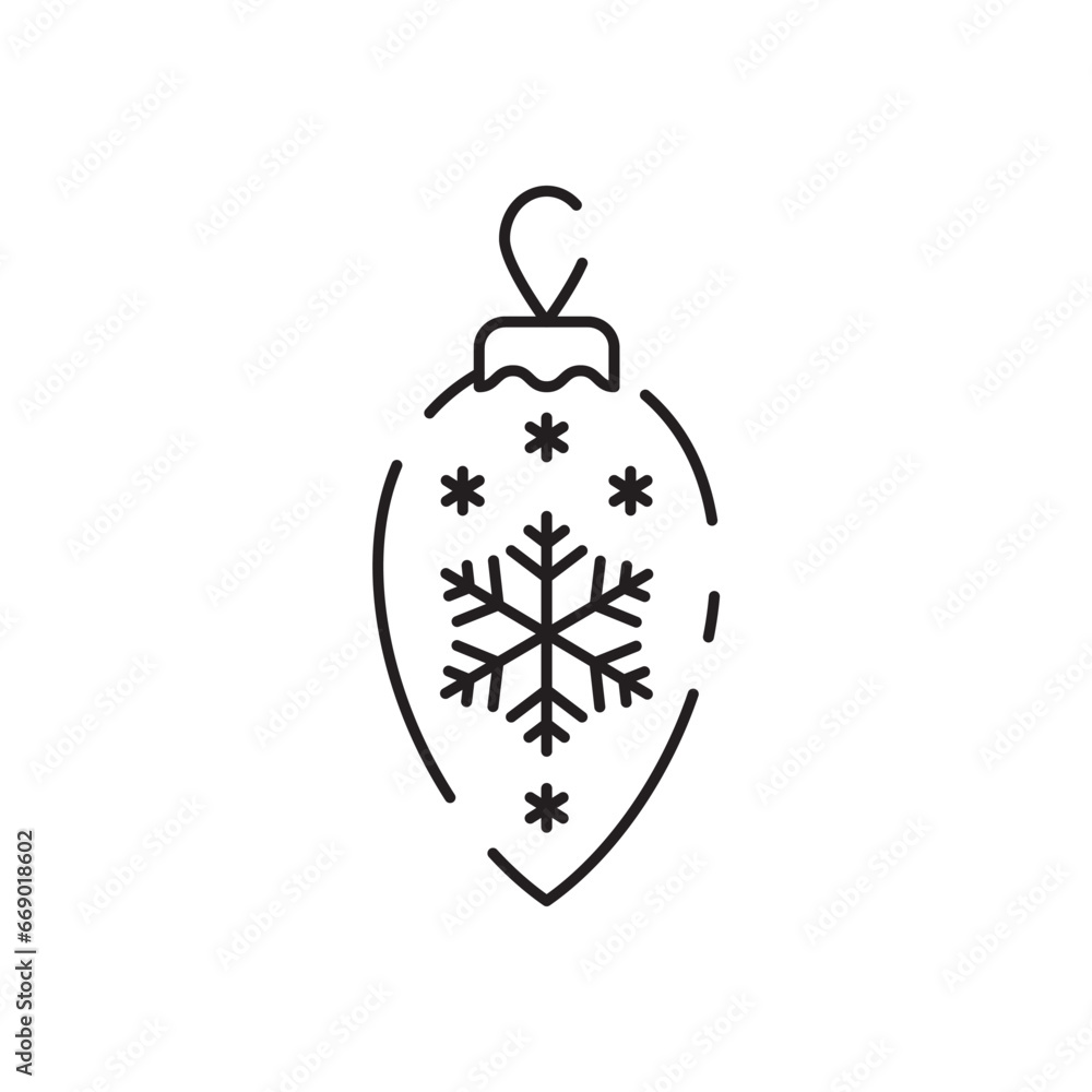Obraz premium Christmas toys line icon. Xmas festive outline pictogram or sign, Christmas celebration or New Year bell vector icon or symbol with holiday tree decoration