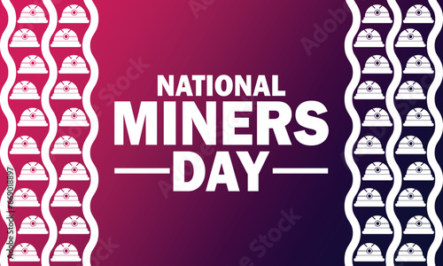 National Miners Day. Holiday concept. Template for background, banner, card, poster with text inscription. Vector illustration.