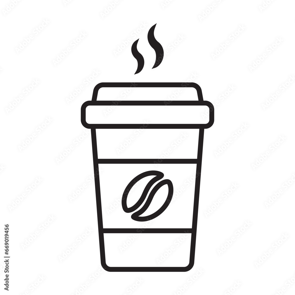 Hot coffee cup vector icon. Paper coffee cup icon isolated on white background. Hot coffee cup vector icon. Paper coffee cup icon isolated on white background.