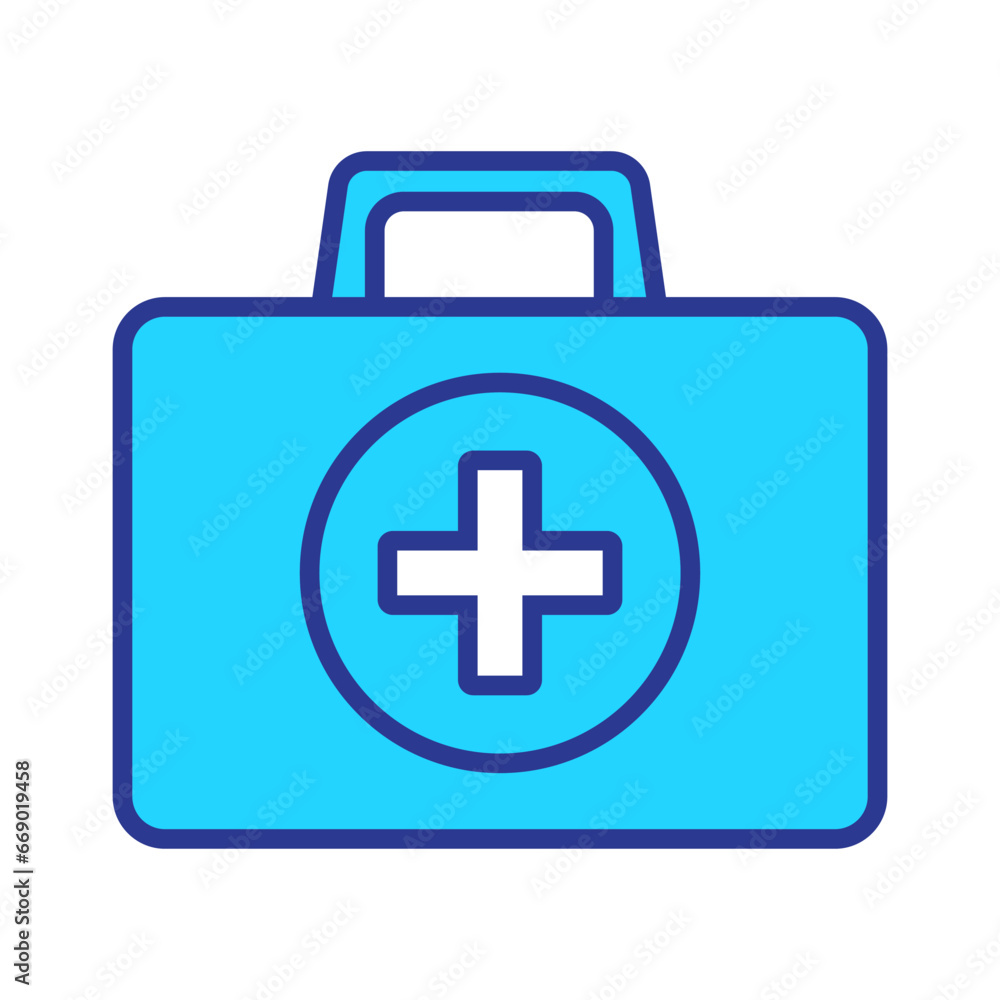 First aid box icon. First aid kit, Medical care bag icon symbol. Vector illustration. First aid box icon. First aid kit, Medical care bag icon symbol. Vector illustration.