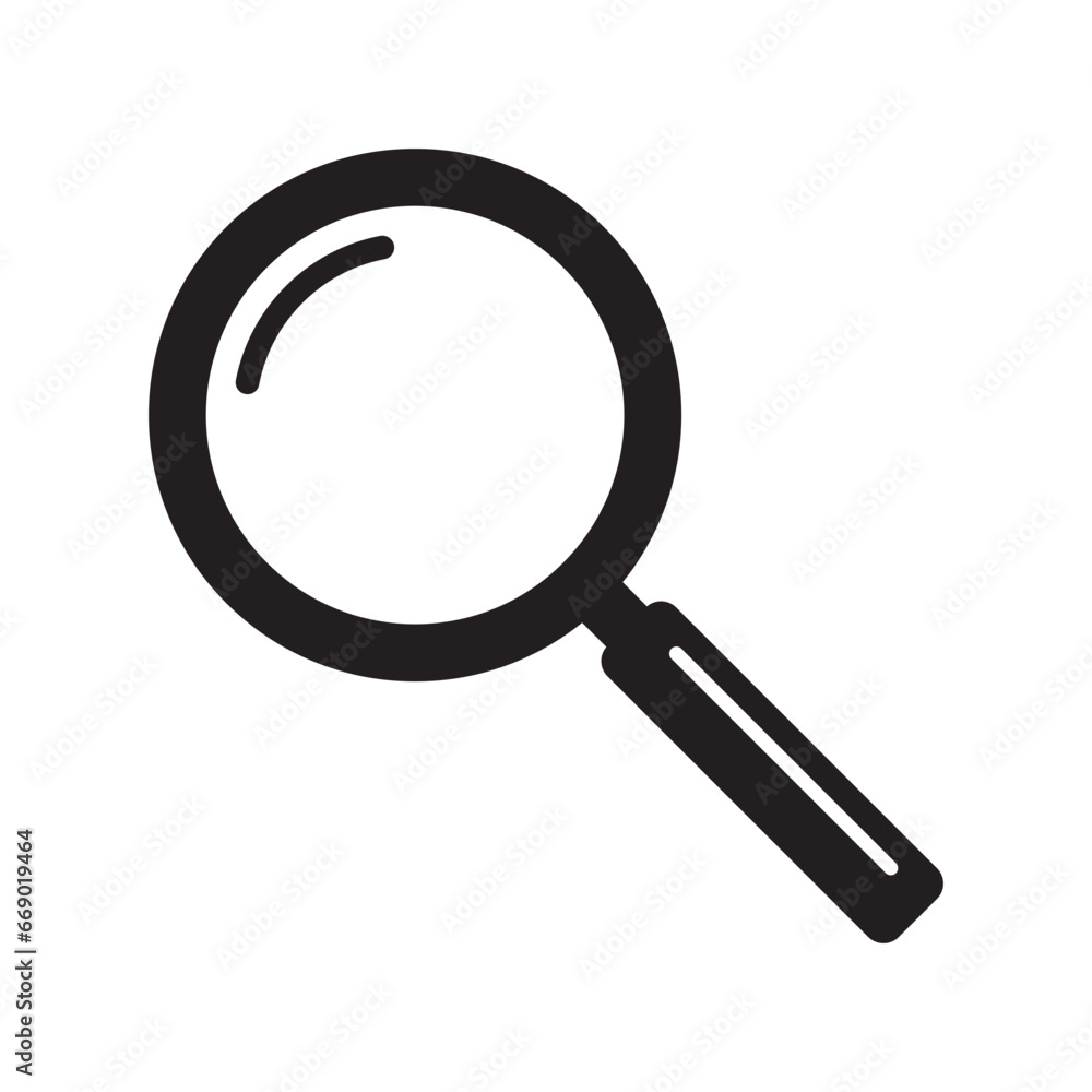 Magnifying glass icon, vector magnifier or loupe sign. Search icon. Magnifying glass icon, vector magnifier or loupe sign. Search icon.