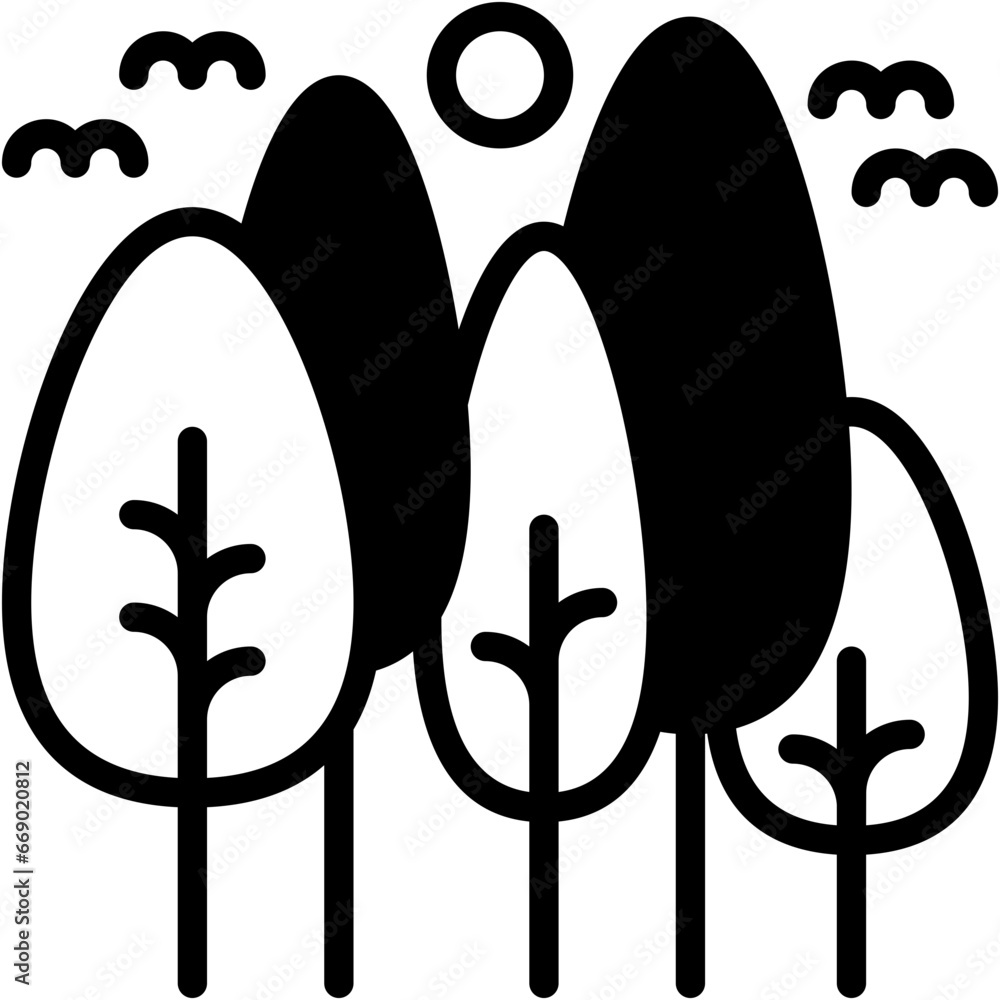Vector Icon Forest, Trees, Nature, Woods, Landscape, Woodland Vector Icon Forest, Trees, Nature, Woods, Landscape, Woodland