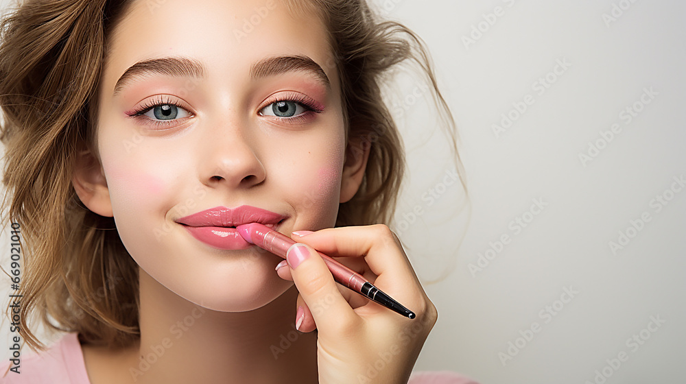 Teenage girl enjoying makeup Teenage girl enjoying makeup