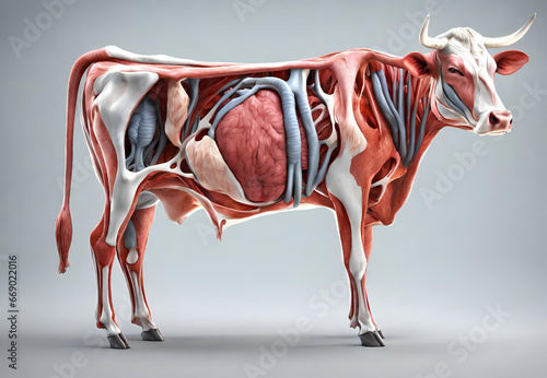 cow on white, Cow Body Structure,  Veterinary Cow Anatomy Chart © nazir