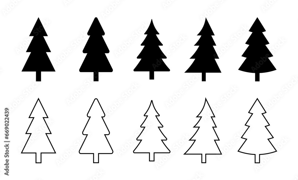 Christmas tree set. Vector illustration Christmas tree set. Vector illustration