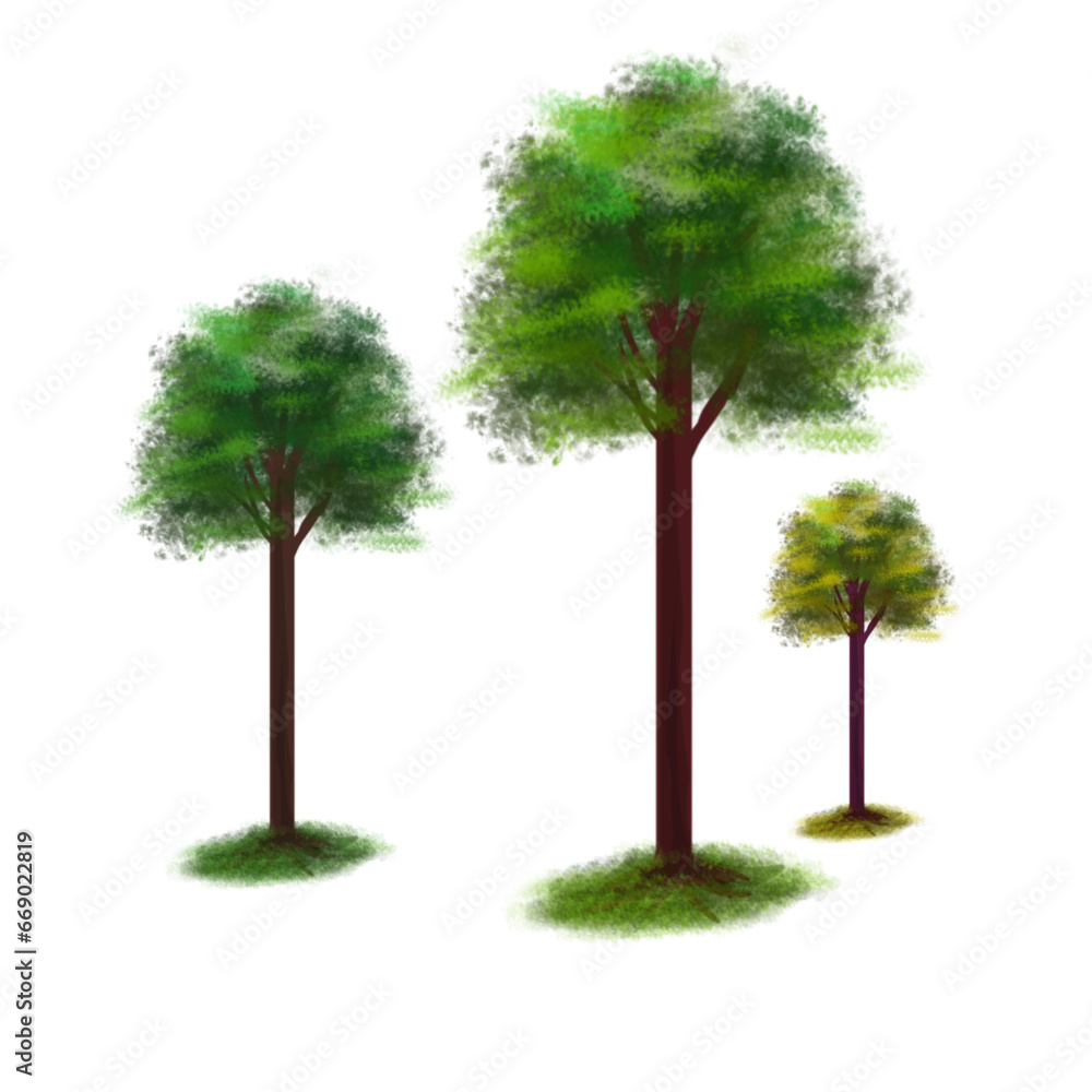 Obraz premium three trees on a white background