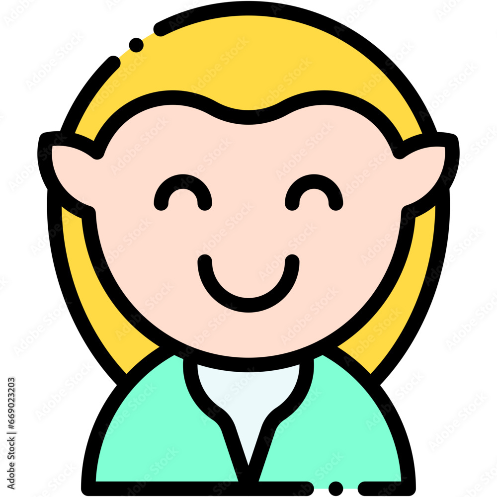 Vector Icon Elf, Science Fiction, Character, Costume, Metal, Fantasy Vector Icon Elf, Science Fiction, Character, Costume, Metal, Fantasy