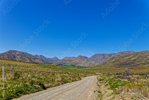Hidden fertile Langkloof Valley in the Langeberg Mountains in the Little Karoo, Western Cape, South Africa photo
