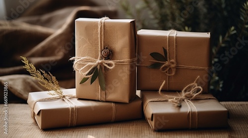 Handmade crafts wrapped in eco-friendly paper, showcasing the beauty of sustainable gifting.