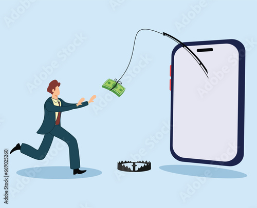 mobile phone banking scam. fraud link to steal money phishing bait on website or online crime