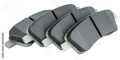 Set of Brake Pads, 3D rendering isolated on transparent background photo