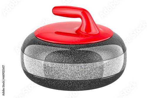 Quadro su tela Curling stone, 3D rendering isolated on transparent background
