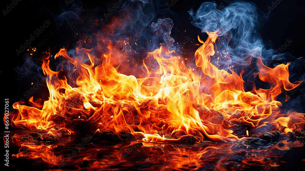 Burning Flames of a Glowing Fire with Minimal Smoke, Background, Pattern, Texture