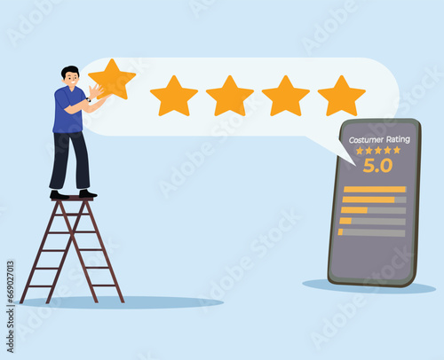 5 stars rating feedback customer. satisfaction comment or giving product review