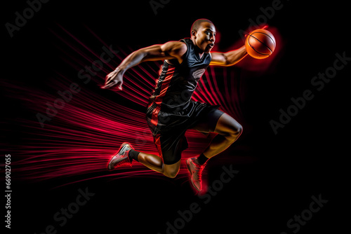 basketball player with ball, basketball player in motion