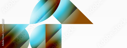 Serene gradient template. Circles and triangles mingle in minimalist perfection. Gentle fusion of forms and hues creates balanced yet captivating backdrop, embodying modern sophistication