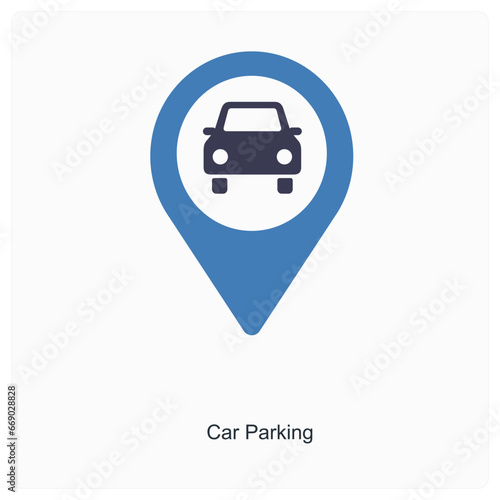 Car Parking and location icon concept