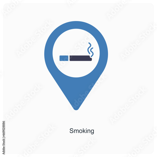 Smoking and location icon concept