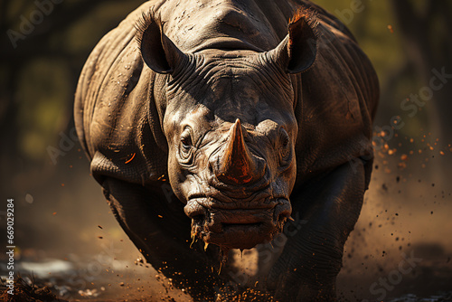 rhinos walk on mud © robi