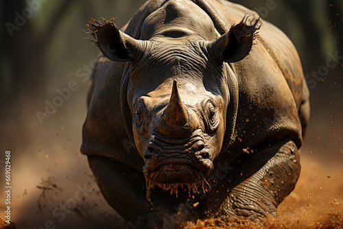 rhinos walk on mud © robi