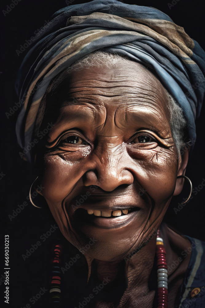 Smiling old African woman closeup