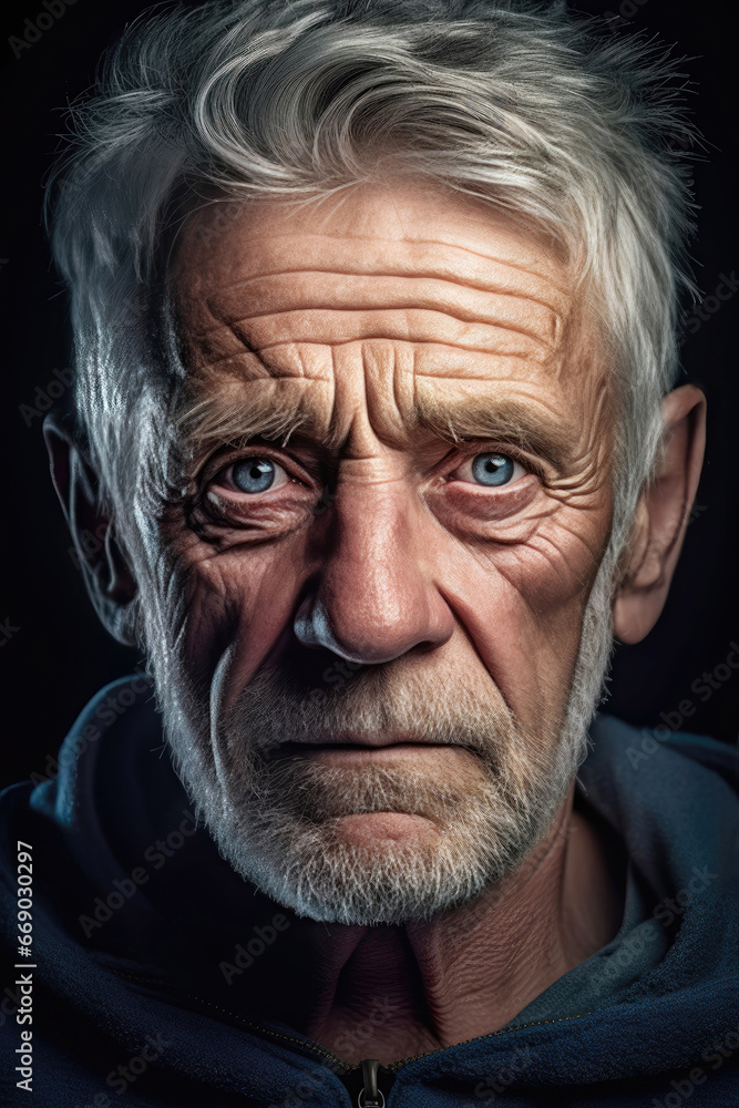 Old Caucasian man with a serious look closeup Old Caucasian man with a serious look closeup