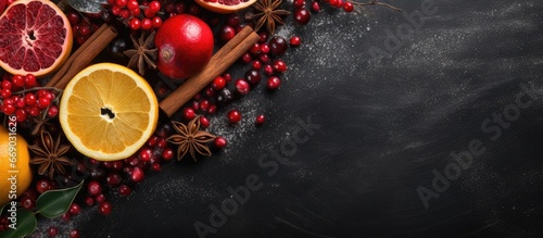 Holiday season produce with aromatic ingredients