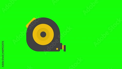 D Animation of Measuring Tool Tape On Green Screen Background