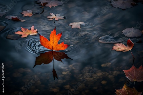 autumn leaves on water © Zahid