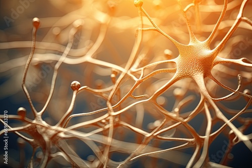 Neuron cells viewed under the microscope. Ai generative