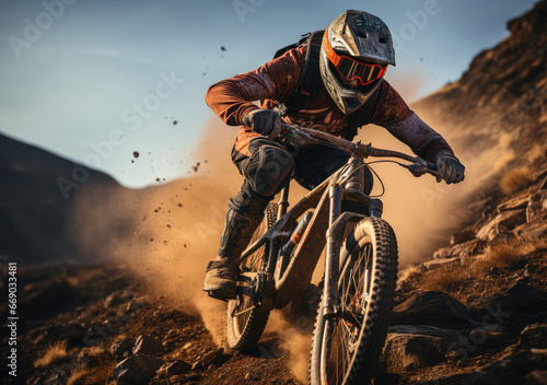 Trail Blazers: Capturing the Fierce Action of Mountain Biking Through Rugged Terrains, A Generative AI’s Leap into the Wild Heart of Adrenaline Fueled Adventures