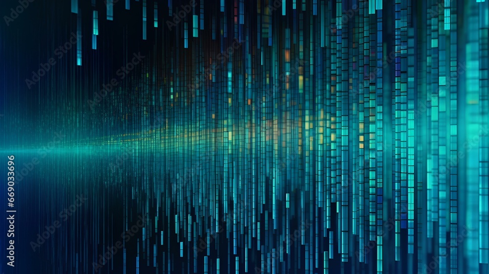 vibrant gradient background that transitions from deep blue at the top to teal at the bottom. superimpose a large stream or river, digital rain, azure, cyberpunk, big pipe, statistics and math. vibrant gradient background that transitions from deep blue at the top to teal at the bottom. superimpose a large stream or river, digital rain, azure, cyberpunk, big pipe, statistics and math.