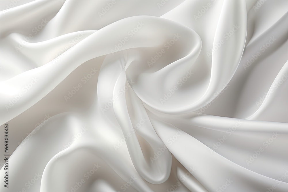 Alabaster Arcs: Luxurious White Silk Waves for Background Design