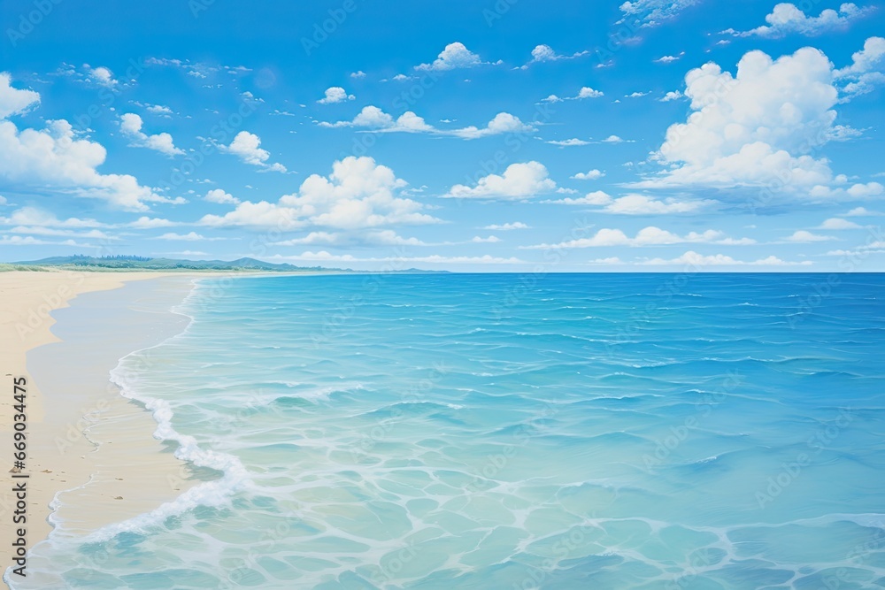 Golden Sands and Clear Blue Skies: An Inviting Beach Scene to Soak in the Beauty