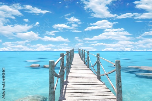 Beach Bridges: Stretching into the Calm Blue Sea